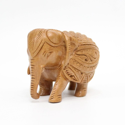 Decorative Elephant Statue for Home Decor | Designer Wooden Showpiece Elephants (Brown)