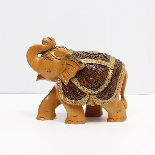 Handicraft Wooden Antique Design Elephant for Showpiece with Dark Brown Colour I Home Decor