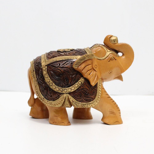 Handicraft Wooden Antique Design Elephant for Showpiece with Dark Brown Colour I Home Decor