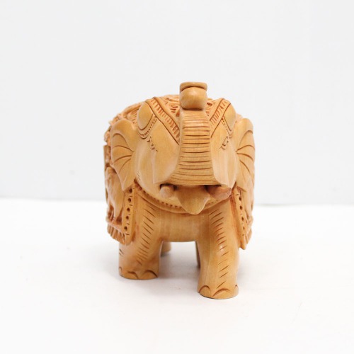 Decorative Elephant Statue Elephant Design Carving For Home Decor | Designer Wooden Showpiece Elephants (Brown)