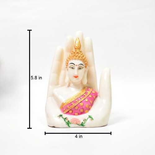 White Hand Buddha In Hand | Buddha Statue for Table Decor, hand buddha figurine Decorative Showpiece Decorative Showpiece