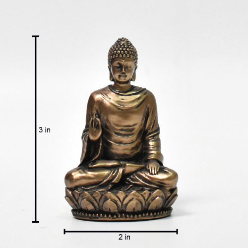 Fiber Gautama Buddha Blessing Mini | Buddha Statue Golden Decorative Showpiece - 7cm