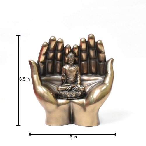 Sitting Buddha In Double Hand | Lord Buddha Statue In Blessing Posture Sitting Idol Decorative Showpiece