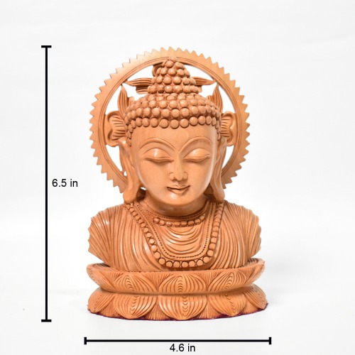 Big Size Wooden Buddha Bust And Stand | Gautam Buddha Idol Statue for Home | living room | study room | Gifting items Decorative Showpiece
