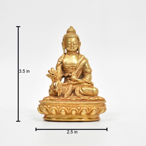 Copper Buddha Gold Finish With Flower In Hand | Entique Lord Buddha Handicraft Idol God Gautama Buddha Statue