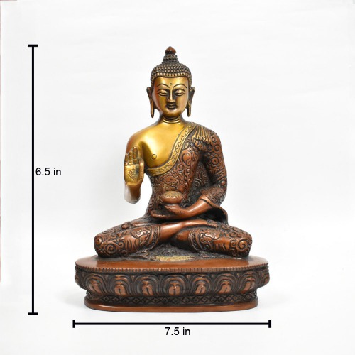 Brass Buddha With Two Toned Colour Statue | Gautam Buddha Idol Statue for Home | living room | study room | Gifting items Decorative Showpiece