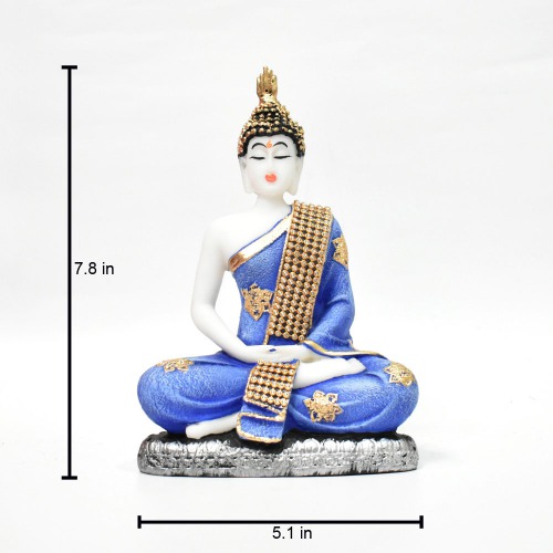 White Antique Lord Buddha Statue| Murti for Mandir | Temple | Home Decor Decorative Showpiece