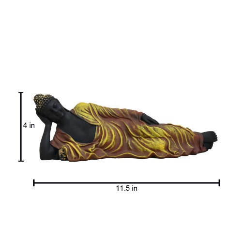 Orange Colour Buddha Sleeping Statue | Religious Idol of Lord Gautama Buddha Statue Big Size Idols Decorative Showpiece