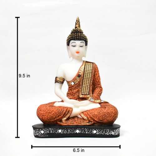 White And Brown Antique Lord Buddha Statue| Murti for Mandir | Temple | Home Decor Decorative Showpiece