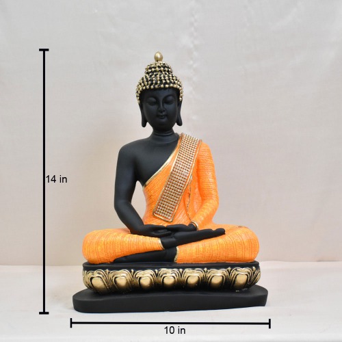 Small Statue Yellow Shal Diamond Work Antique Lord Buddha Handicraft Idol God Gautama Buddha Statue