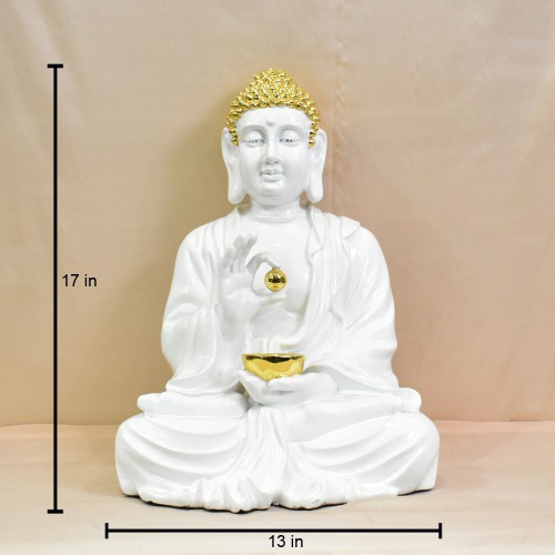 White Religious Idol of Lord Gautam Buddha Statue Big Size Idols Decorative Showpiece | Spirituals| Buddha | Home decor