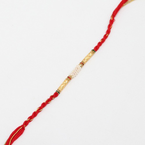 Multicolour White And Golden Elegant Golden Rakhi | Band for Beloved Brother | Raksha Bandhan | Rakhi For brother