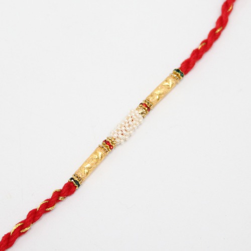 Multicolour White And Golden Elegant Golden Rakhi | Band for Beloved Brother | Raksha Bandhan | Rakhi For brother