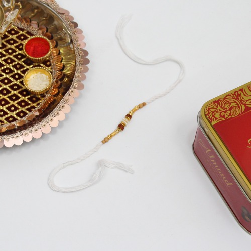 Rudrakshka Elegant Golden Rakhi | Band for Beloved Brother | Raksha Bandhan | Rakhi For brother