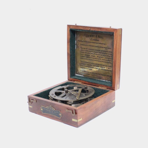 Gilbert London Antique Sundial Compass With Wooden Box | Antique Things