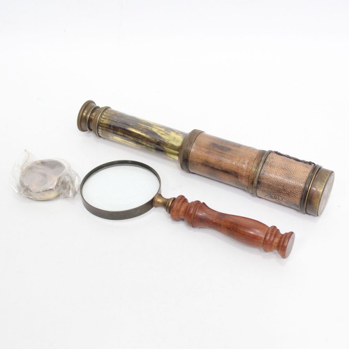 Capital International Magnifying Glass, Compass and Brass Telescope Antique Old World Maritime Navigation Set