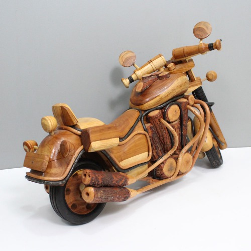 Handcrafted Wooden Bullet Bike Motorcycle /Antique Decorative Showpiece/Gifts Items (Brown) 13 inch