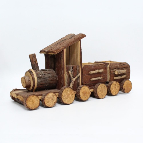 Retro Wooden Train Engine Model Home Desk Office Ornament Decor Art