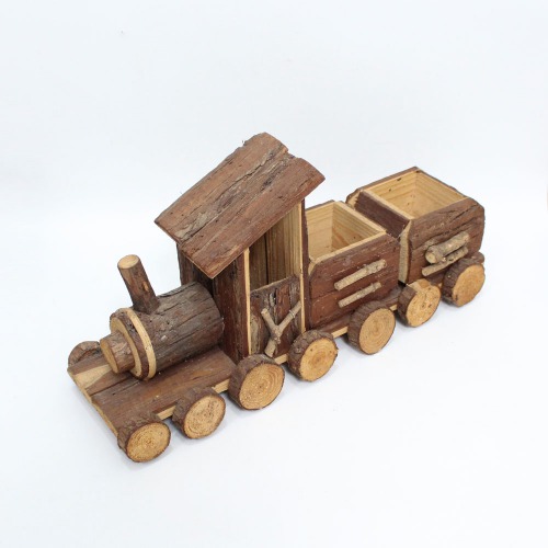 Retro Wooden Train Engine Model Home Desk Office Ornament Decor Art