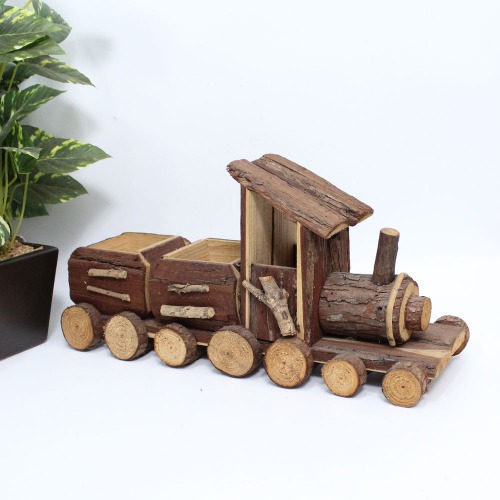 Retro Wooden Train Engine Model Home Desk Office Ornament Decor Art