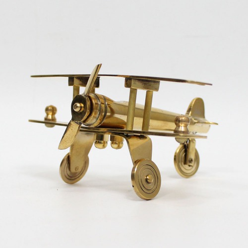 Brass Aeroplane Model Showpiece, Antique Table Top Miniature Decorative Showpiece for Home Decor & Office Table with Gold, Glossy and Shiny Finish