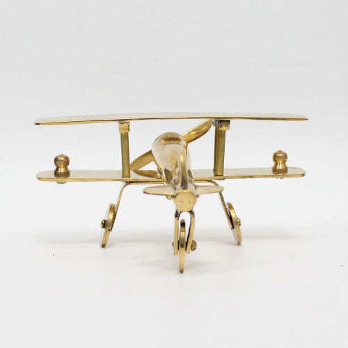 Brass Aeroplane Model Showpiece, Antique Table Top Miniature Decorative Showpiece for Home Decor & Office Table with Gold, Glossy and Shiny Finish