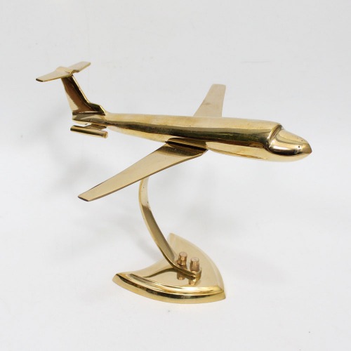 Brass Aeroplane Showpiece Model Table Top On Stand, Antique Aeroplane Showpiece Airplane Models for Home Decor Office Desk,