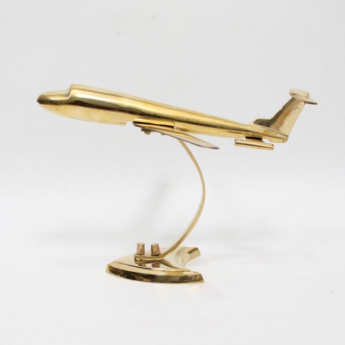 Brass Aeroplane Showpiece Model Table Top On Stand, Antique Aeroplane Showpiece Airplane Models for Home Decor Office Desk,