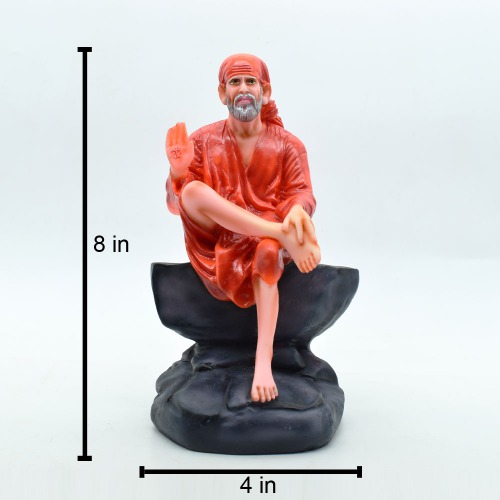 Blissful Sai Baba Idol for Decorative Showpiece with Orange Chola Religious Figurine -Ashirwad Sai Baba