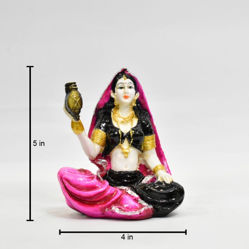 Black and Pink Rajsathani Lady Decorative Showpiece