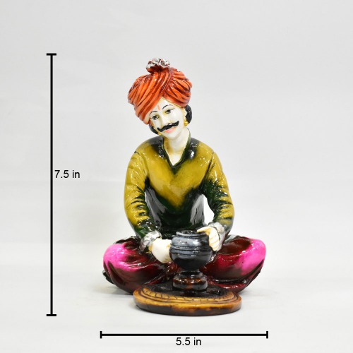 Polyresine Rajsathani Man Showpiece Home Decor