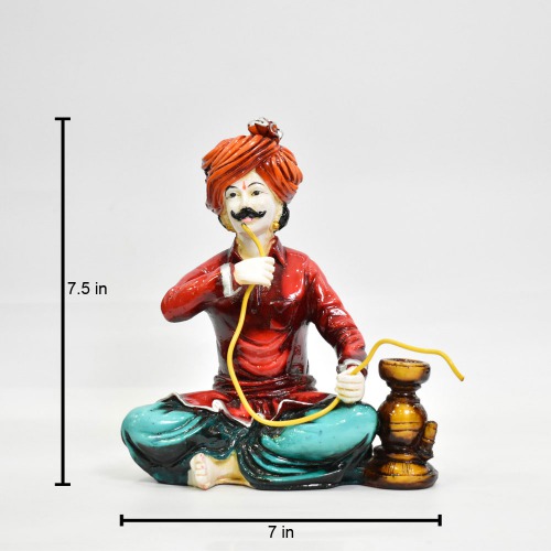 Polyresine Hookah Men Rahasthani Showpiece For Home Decor