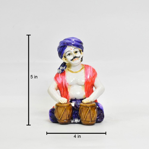 Rajasthani Men Sitting Rajasthani Style With Playing Tabla Polyresin Statue | Rajasthani Traditional Style Doll Statue