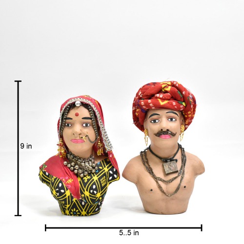 Clay Rajasthani Couple Figur, Rajasthani Village Bin Binni Couple, Antique Gift Item, Antique Art Work, Unique Home Decor Gift Item