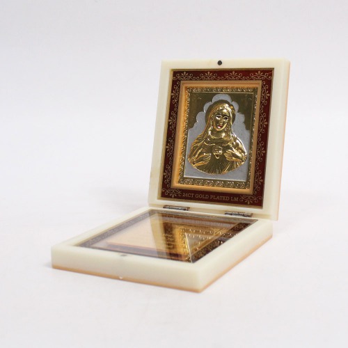 Gold Plated Mother Mary Photo Frame with Box