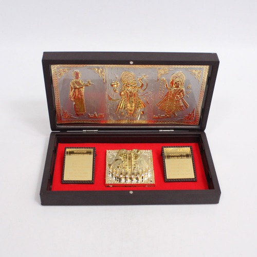 Gold Plated Shreenath ji Charn Paduka With Box