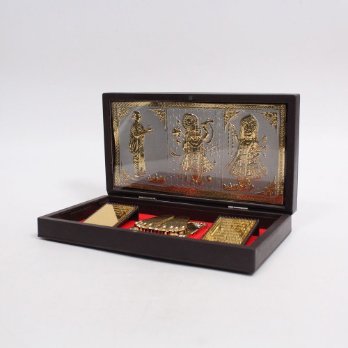 Gold Plated Shreenath ji Charn Paduka With Box