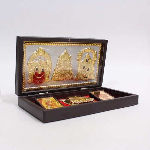 Gold Plated Trupati Balaji Charn Paduka With Box