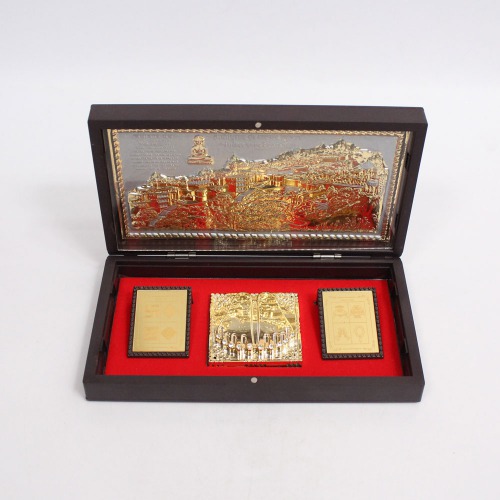 Gold Plated Jain Mahatirth Darshan Photo Frame With Box