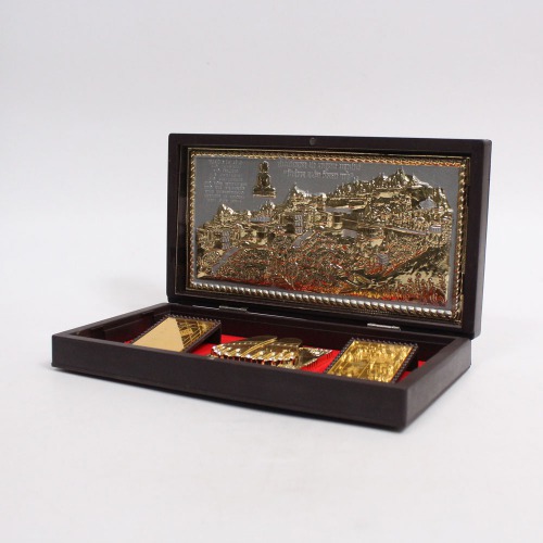 Gold Plated Jain Mahatirth Darshan Photo Frame With Box