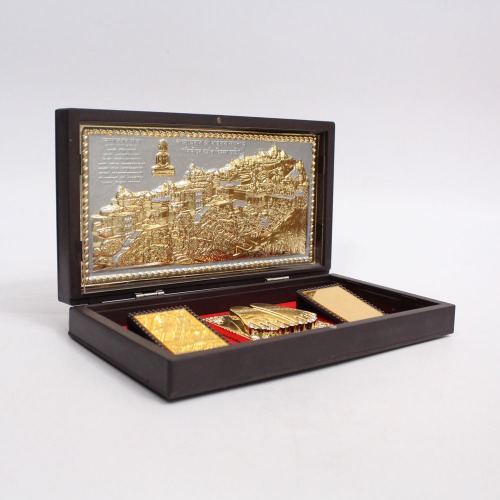 Gold Plated Jain Mahatirth Darshan Photo Frame With Box