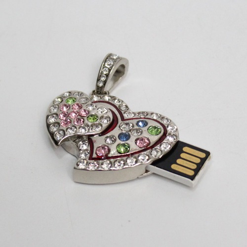 Silver Crystal Heart USB 8GB Pen Drive Flash Memory Stick