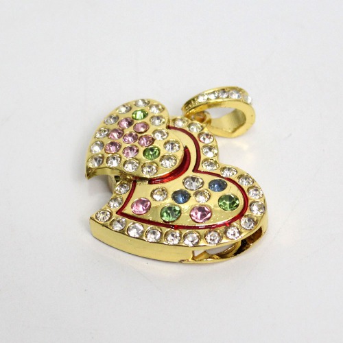 Golden Crystal Heart USB 8GB Pen Drive Flash Memory Stick