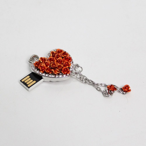 Rose Gold Crystal Heart USB 8GB Pen Drive Flash Memory Stick