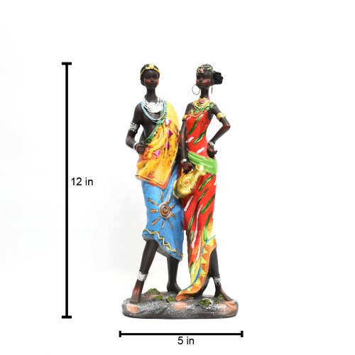 Resin Indian Traditional Standing Couple Lady Showpiece |Sculpture | Sculpture Resin Desktop Decor