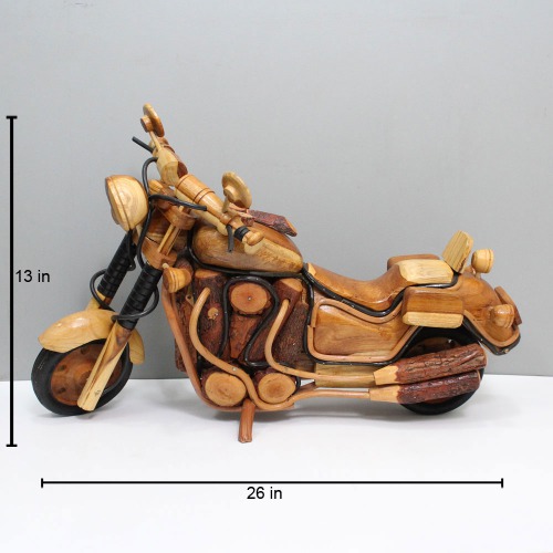 Handcrafted Wooden Bullet Bike Motorcycle /Antique Decorative Showpiece/Gifts Items (Brown) 13 inch