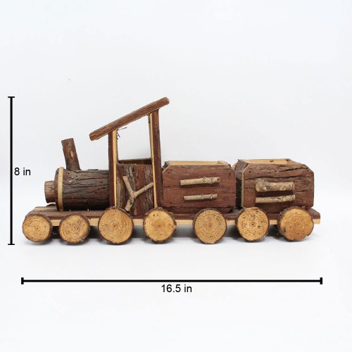 Retro Wooden Train Engine Model Home Desk Office Ornament Decor Art