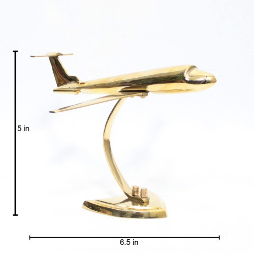 Brass Aeroplane Showpiece Model Table Top On Stand, Antique Aeroplane Showpiece Airplane Models for Home Decor Office Desk,