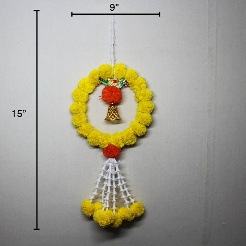 Marigold Round Popat Latkan Medium | Wall Hanging Latkan | Door Latkan | Toran Latkan | For Diwali, Party, House Warming etc