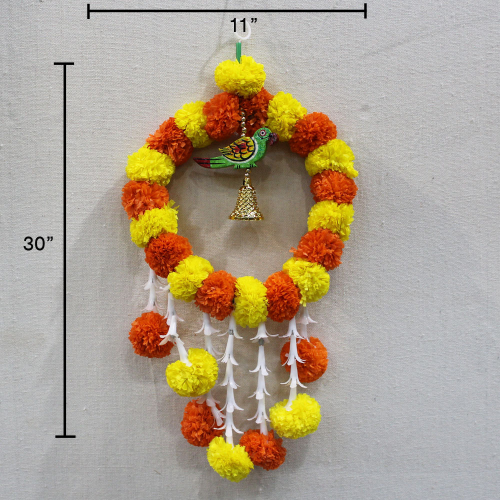 Marigold Round Popat Latkan Large | Wall Hanging Latkan | Door Latkan | Toran Latkan | For Diwali, Party, House Warming etc